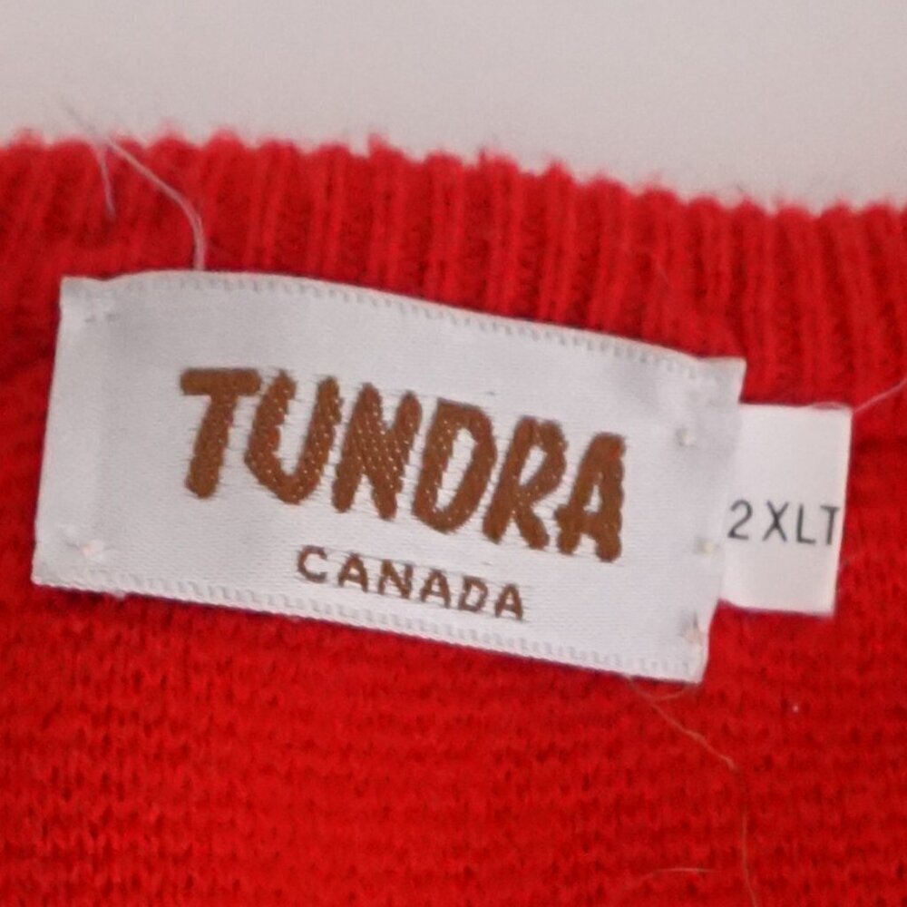 Vintage Tundra Canada Red Minimalist V Neck Knit Sweater Cotton Blend 2XLT - Picture 4 of 13